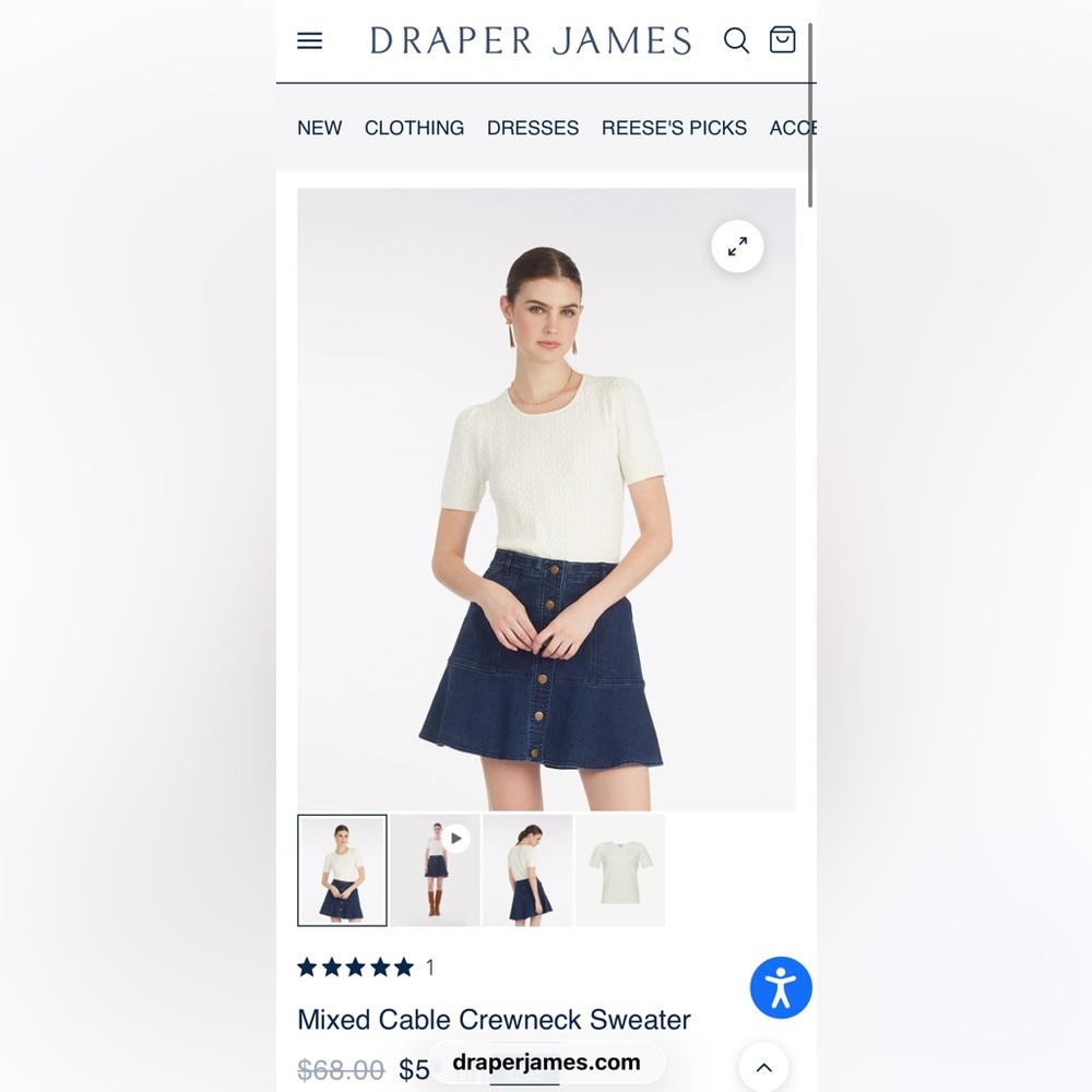 Draper James Ivory Cable Knit Sweater
